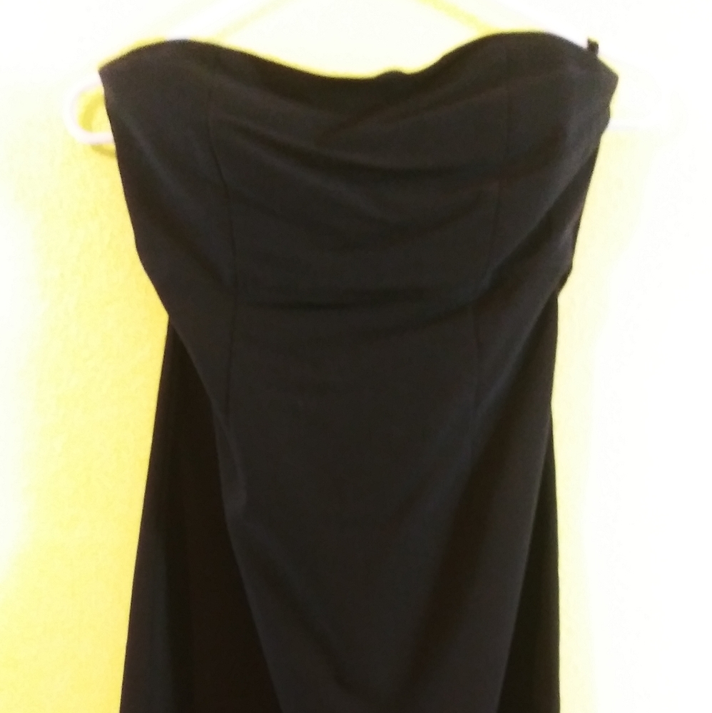 Express black strapless knee length dress